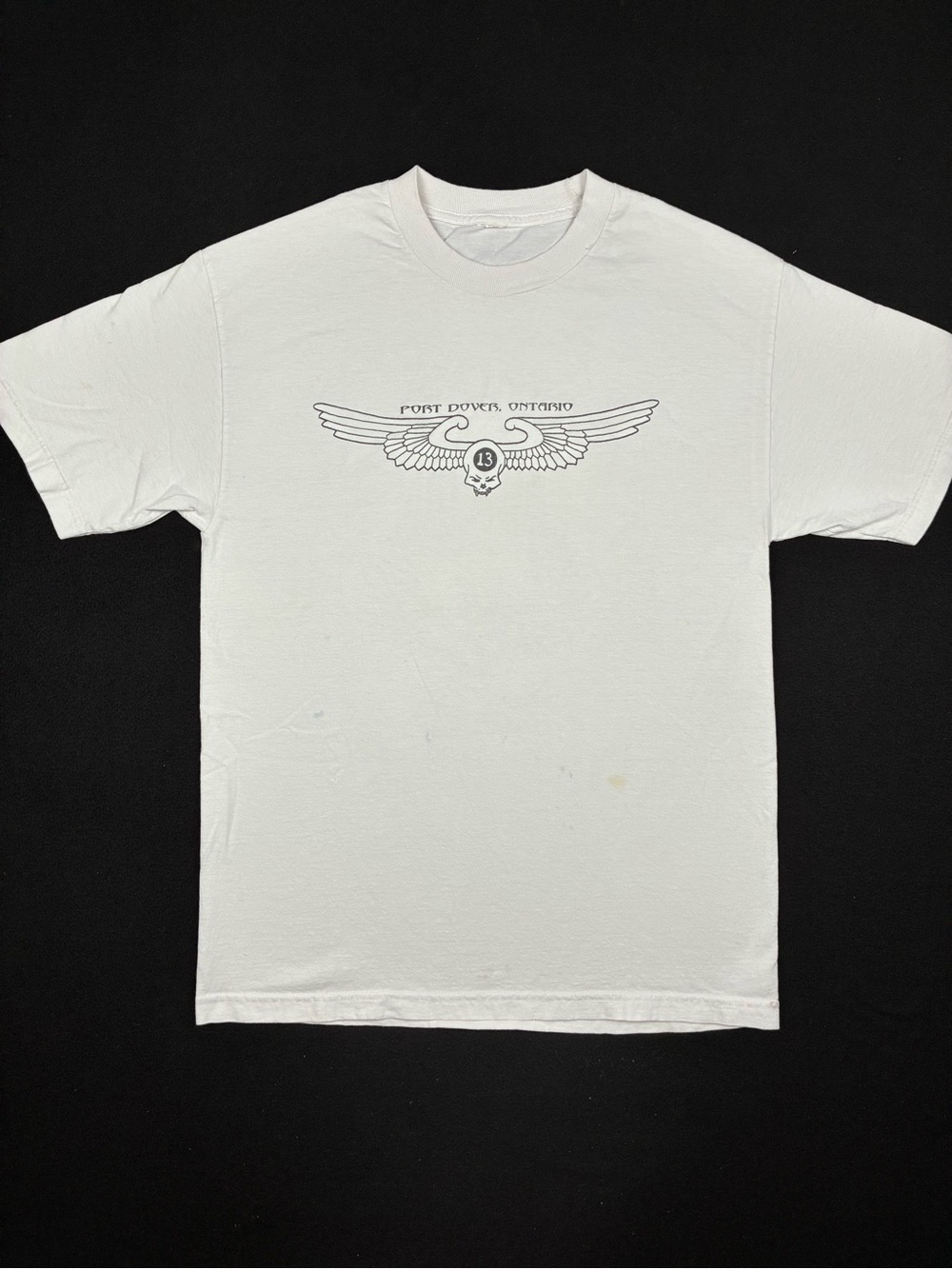 Biker Friday 13th Port Dover Ontario 2012 White Black Skull Tshirt Unisex Medium
